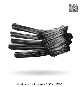 Grey brush stroke and texture. Grunge vector abstract hand - painted element. Underline and border design.