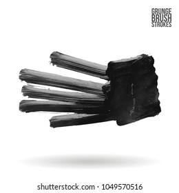 Grey brush stroke and texture. Grunge vector abstract hand - painted element. Underline and border design.