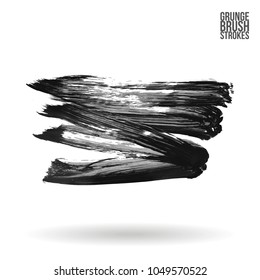 Grey brush stroke and texture. Grunge vector abstract hand - painted element. Underline and border design.