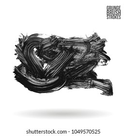 Grey brush stroke and texture. Grunge vector abstract hand - painted element. Underline and border design.
