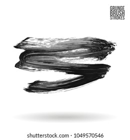 Grey brush stroke and texture. Grunge vector abstract hand - painted element. Underline and border design.