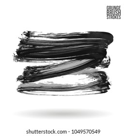 Grey brush stroke and texture. Grunge vector abstract hand - painted element. Underline and border design.