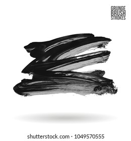 Grey brush stroke and texture. Grunge vector abstract hand - painted element. Underline and border design.