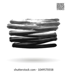 Grey brush stroke and texture. Grunge vector abstract hand - painted element. Underline and border design.