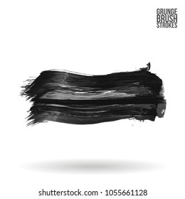 Grey brush stroke and texture. Grunge vector abstract hand - painted element. Underline and border design.