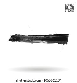 Grey brush stroke and texture. Grunge vector abstract hand - painted element. Underline and border design.