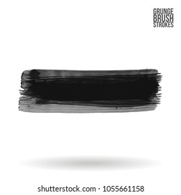 Grey brush stroke and texture. Grunge vector abstract hand - painted element. Underline and border design.