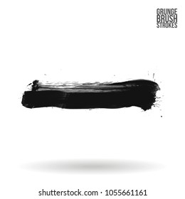 Grey brush stroke and texture. Grunge vector abstract hand - painted element. Underline and border design.