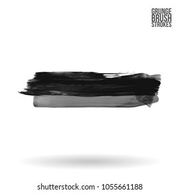 Grey brush stroke and texture. Grunge vector abstract hand - painted element. Underline and border design.
