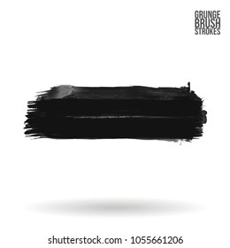 Grey brush stroke and texture. Grunge vector abstract hand - painted element. Underline and border design.