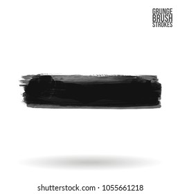 Grey brush stroke and texture. Grunge vector abstract hand - painted element. Underline and border design.
