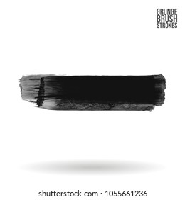 Grey brush stroke and texture. Grunge vector abstract hand - painted element. Underline and border design.