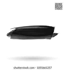Grey brush stroke and texture. Grunge vector abstract hand - painted element. Underline and border design.