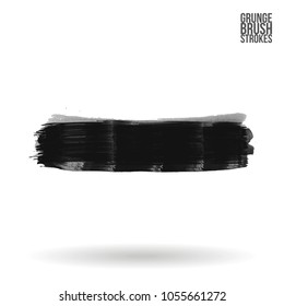 Grey brush stroke and texture. Grunge vector abstract hand - painted element. Underline and border design.