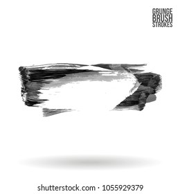 Grey  brush stroke and texture. Grunge vector abstract hand - painted element. Underline and border design.