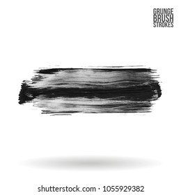 Grey  brush stroke and texture. Grunge vector abstract hand - painted element. Underline and border design.