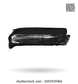 Grey  brush stroke and texture. Grunge vector abstract hand - painted element. Underline and border design.