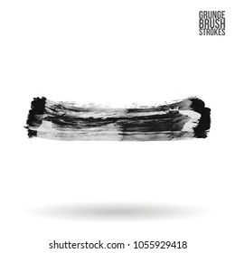 Grey  brush stroke and texture. Grunge vector abstract hand - painted element. Underline and border design.