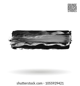 Grey  brush stroke and texture. Grunge vector abstract hand - painted element. Underline and border design.