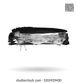 Grey  brush stroke and texture. Grunge vector abstract hand - painted element. Underline and border design.