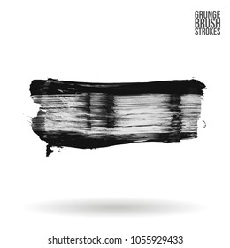 Grey  brush stroke and texture. Grunge vector abstract hand - painted element. Underline and border design.