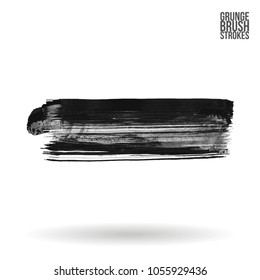 Grey  brush stroke and texture. Grunge vector abstract hand - painted element. Underline and border design.