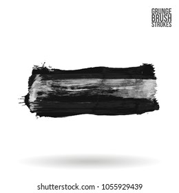 Grey  brush stroke and texture. Grunge vector abstract hand - painted element. Underline and border design.