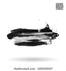 Grey  brush stroke and texture. Grunge vector abstract hand - painted element. Underline and border design.