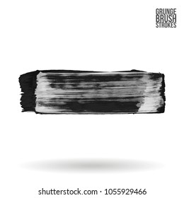 Grey  brush stroke and texture. Grunge vector abstract hand - painted element. Underline and border design.