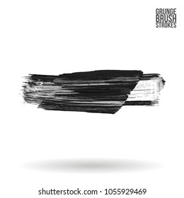 Grey  brush stroke and texture. Grunge vector abstract hand - painted element. Underline and border design.