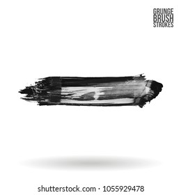 Grey  brush stroke and texture. Grunge vector abstract hand - painted element. Underline and border design.