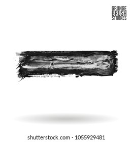 Grey  brush stroke and texture. Grunge vector abstract hand - painted element. Underline and border design.