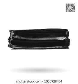 Grey  brush stroke and texture. Grunge vector abstract hand - painted element. Underline and border design.