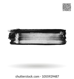 Grey  brush stroke and texture. Grunge vector abstract hand - painted element. Underline and border design.
