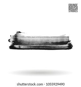 Grey  brush stroke and texture. Grunge vector abstract hand - painted element. Underline and border design.