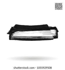 Grey  brush stroke and texture. Grunge vector abstract hand - painted element. Underline and border design.