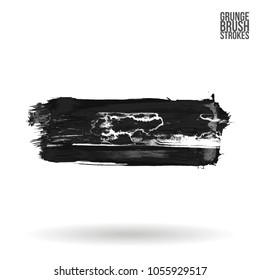 Grey  brush stroke and texture. Grunge vector abstract hand - painted element. Underline and border design.