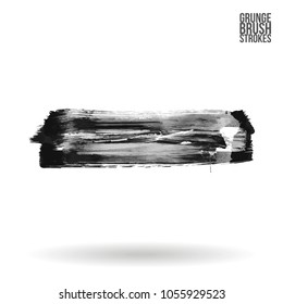 Grey  brush stroke and texture. Grunge vector abstract hand - painted element. Underline and border design.