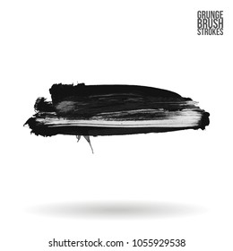 Grey  brush stroke and texture. Grunge vector abstract hand - painted element. Underline and border design.