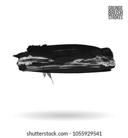 Grey  brush stroke and texture. Grunge vector abstract hand - painted element. Underline and border design.