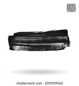 Grey  brush stroke and texture. Grunge vector abstract hand - painted element. Underline and border design.