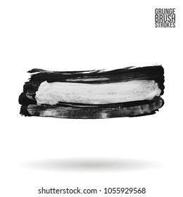 Grey  brush stroke and texture. Grunge vector abstract hand - painted element. Underline and border design.