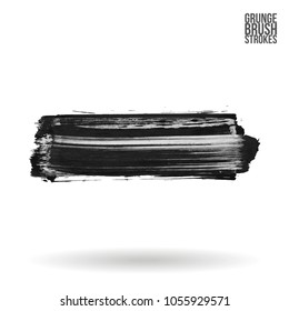 Grey  brush stroke and texture. Grunge vector abstract hand - painted element. Underline and border design.