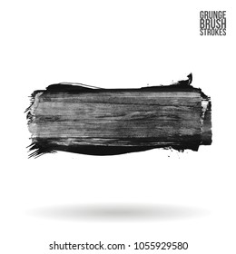 Grey  brush stroke and texture. Grunge vector abstract hand - painted element. Underline and border design.