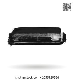 Grey  brush stroke and texture. Grunge vector abstract hand - painted element. Underline and border design.