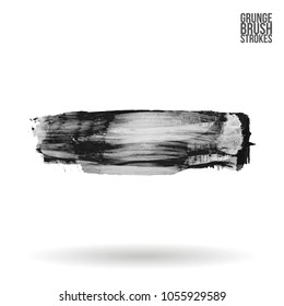 Grey  brush stroke and texture. Grunge vector abstract hand - painted element. Underline and border design.