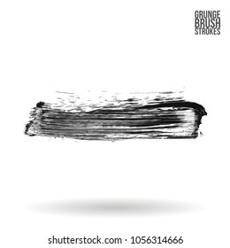Grey  brush stroke and texture. Grunge vector abstract hand - painted element. Underline and border design.