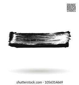 Grey  brush stroke and texture. Grunge vector abstract hand - painted element. Underline and border design.