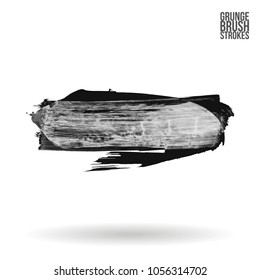 Grey  brush stroke and texture. Grunge vector abstract hand - painted element. Underline and border design.