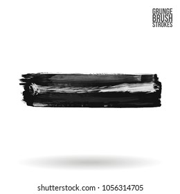 Grey  brush stroke and texture. Grunge vector abstract hand - painted element. Underline and border design.